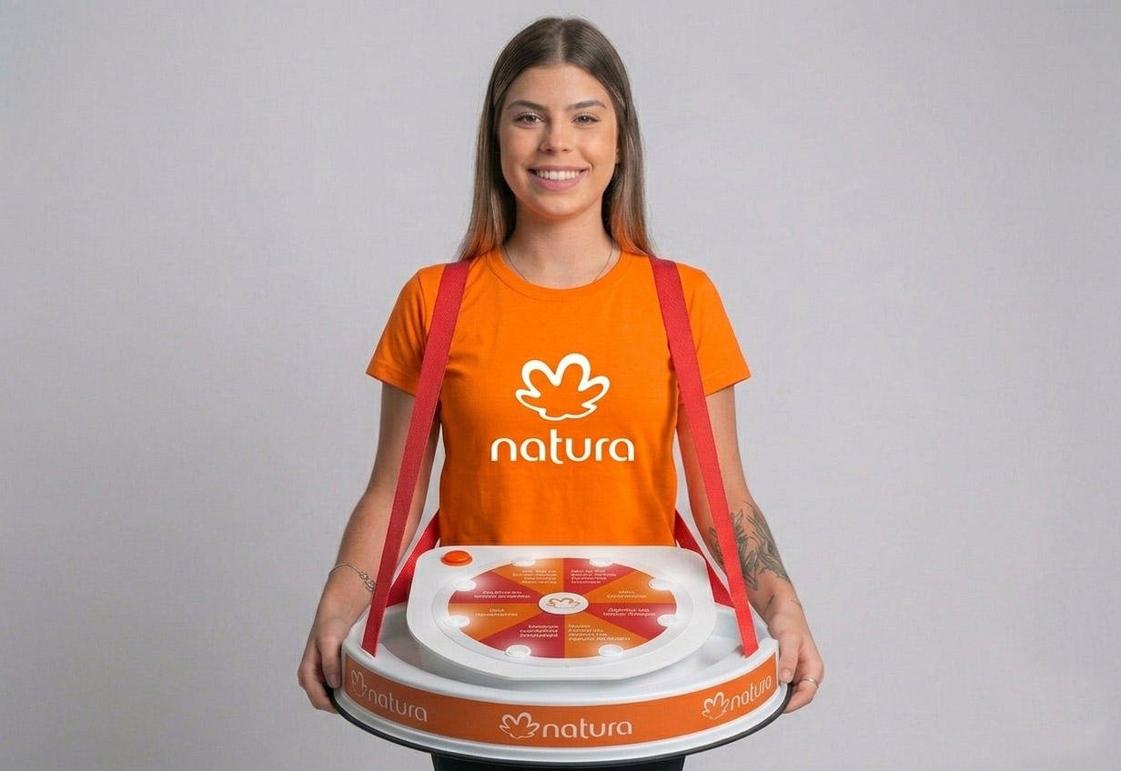 roleta com promotora para feiras e eventos