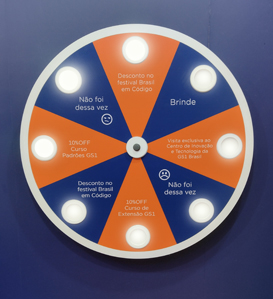 roleta para sorteio na parede do stand