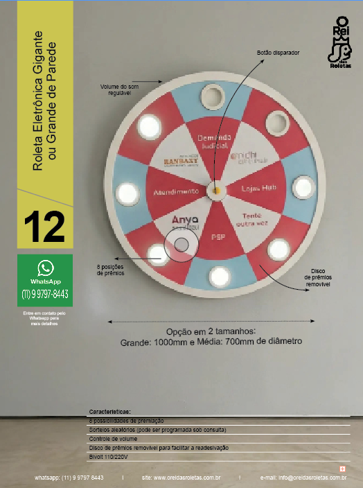 roleta na parede para sorteio de premios